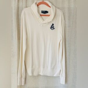Ralph Lauren Nautical Cream Sweater with Navy Embroidered Logo